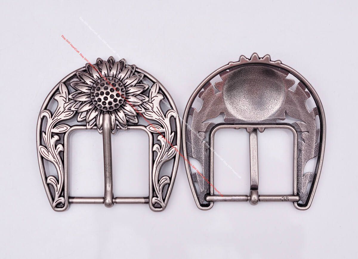 Western Cowboy Sun Flower Single Prong Wide Pin Belt Buckle Replacement fit 38mm