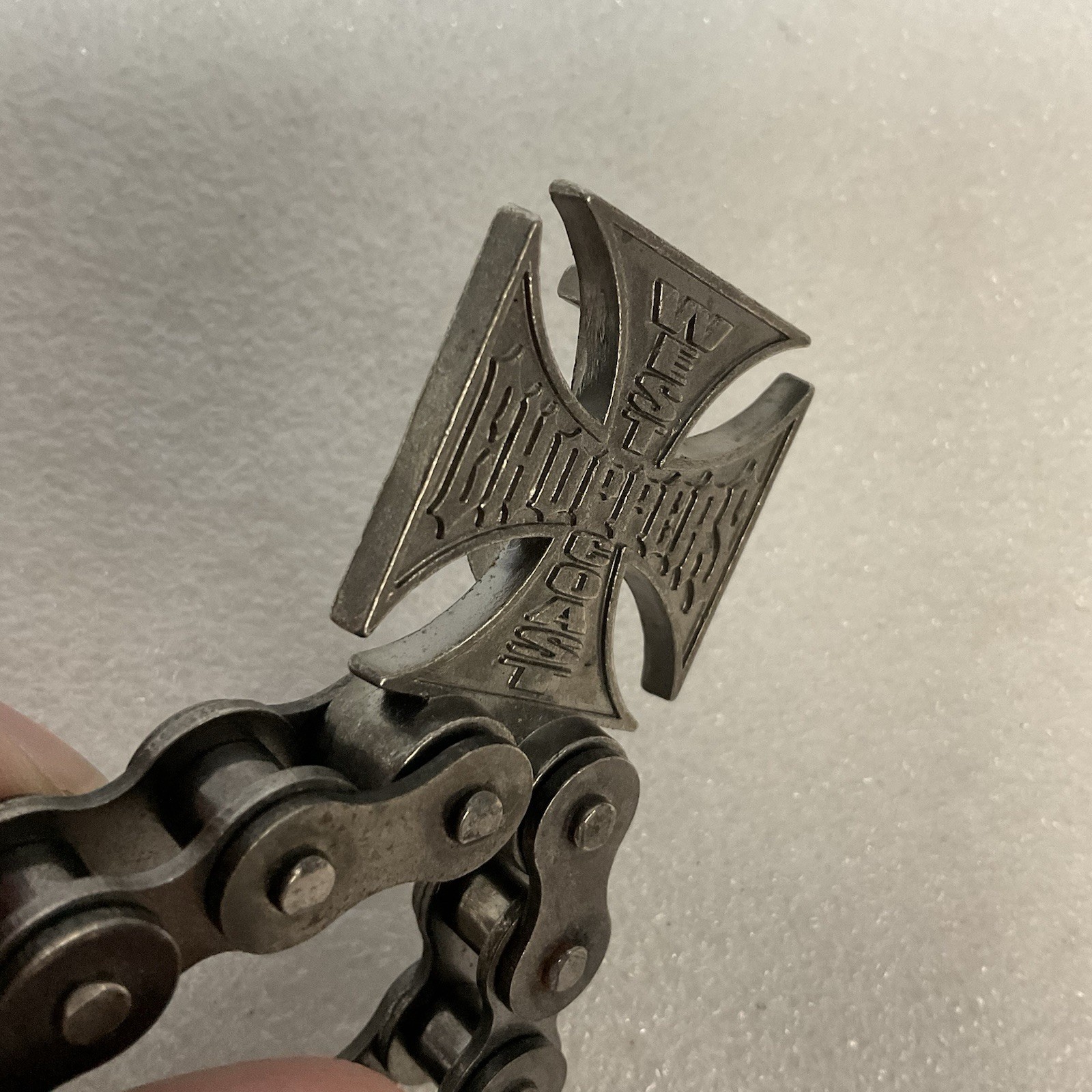 West Coast Choppers Chain Belt Buckle Bottle Opener VGC Metal Biker Style