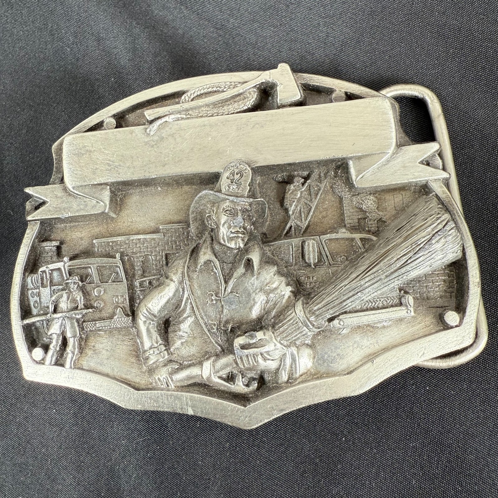 Vintage 90s Arroyo Grande Firefighters Belt Buckle 3&Prime; Limited Edition Made USA