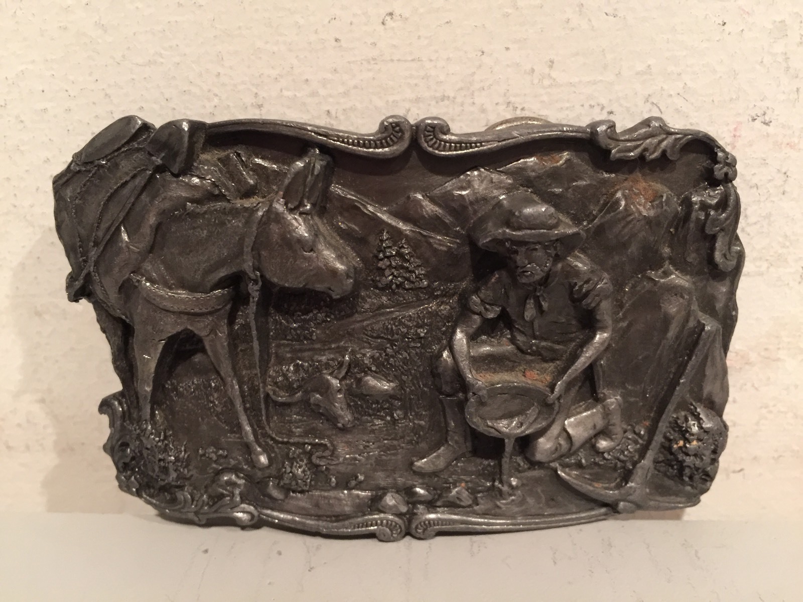Vintage Arroyo Grande Buckle Co. 1981 B-10 Gold Mining Panning Belt Buckle!