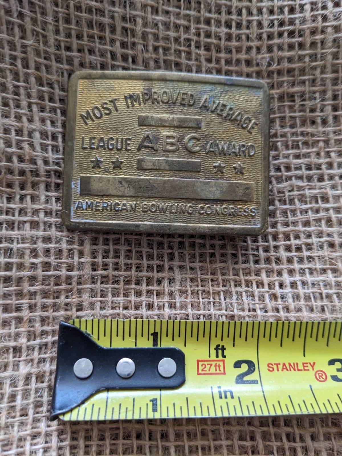 ABC American Bowling Congress Most Improved Average League Award Belt Buckle