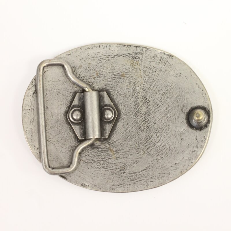 Fleur-de-Lys Belt Buckle Oval Antique Silver Hammered Effect Medieval Design