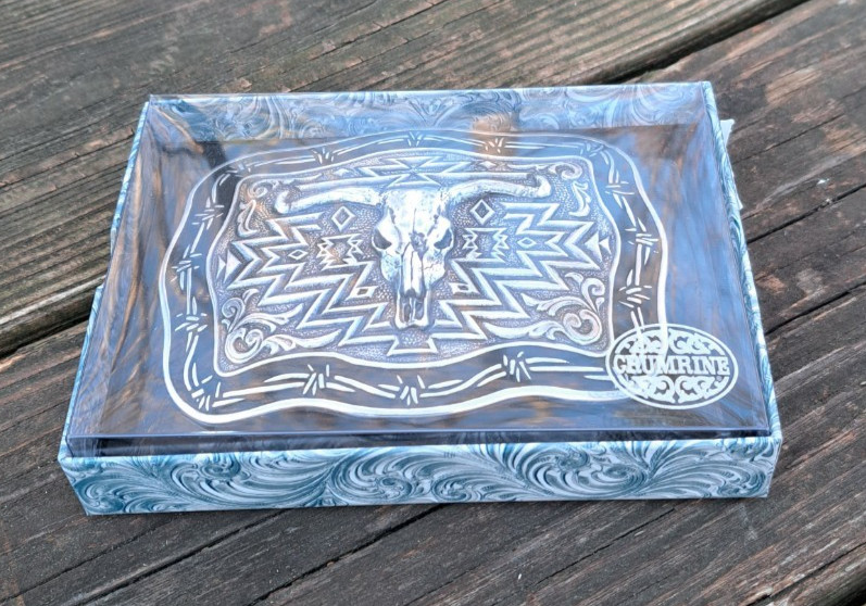 Crumrine Western Silver Cowboy TX Longhorn Bull Skull Belt Buckle 38026 New