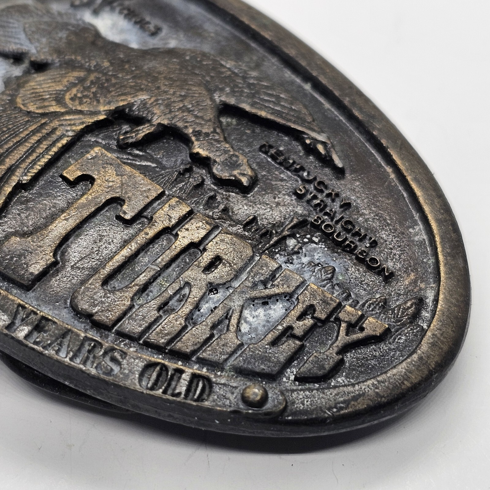 Vintage 1974 Wild Turkey Bergamot Brass Works Austin Nichols Bourbon Belt Buckle