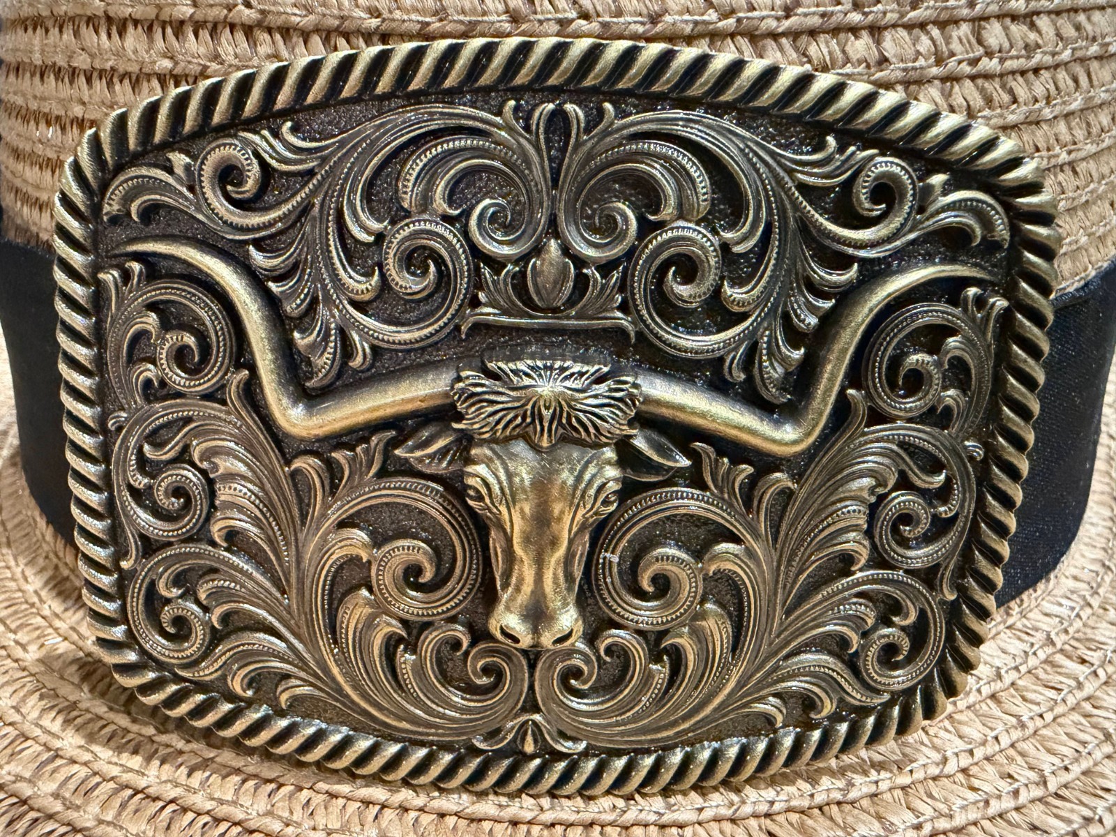 Antiqued Bronze Longhorn Bull Belt Buckle Vintage Western Cowboy Buckles
