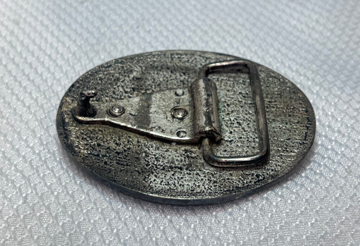 VTG Turquoise Belt Buckle Red Color Stones South Western Country Style Oval