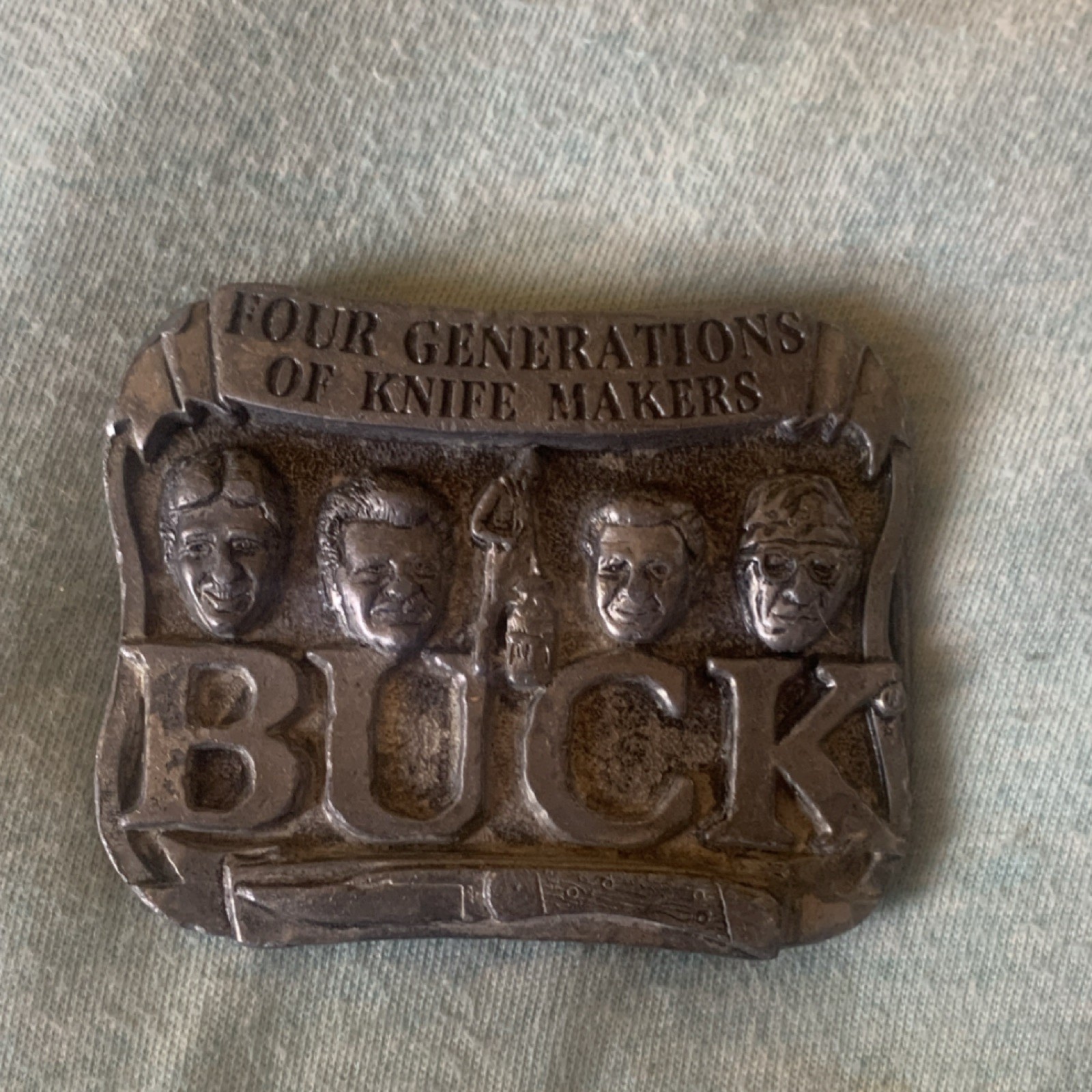 Buck Knives Four Generations Western Antique Silver Metal Belt Buckle BC-180