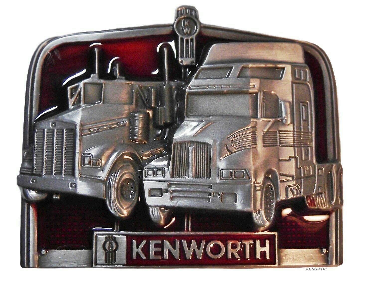 Kenworth Trucks Logo Pewter Finish Enamel Metal Belt Buckle