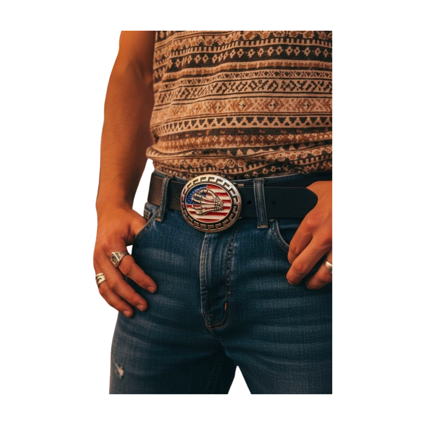 Men Women Silver Metal Belt Buckle Skull Skeleton Fingers Bones Hand USA Flag