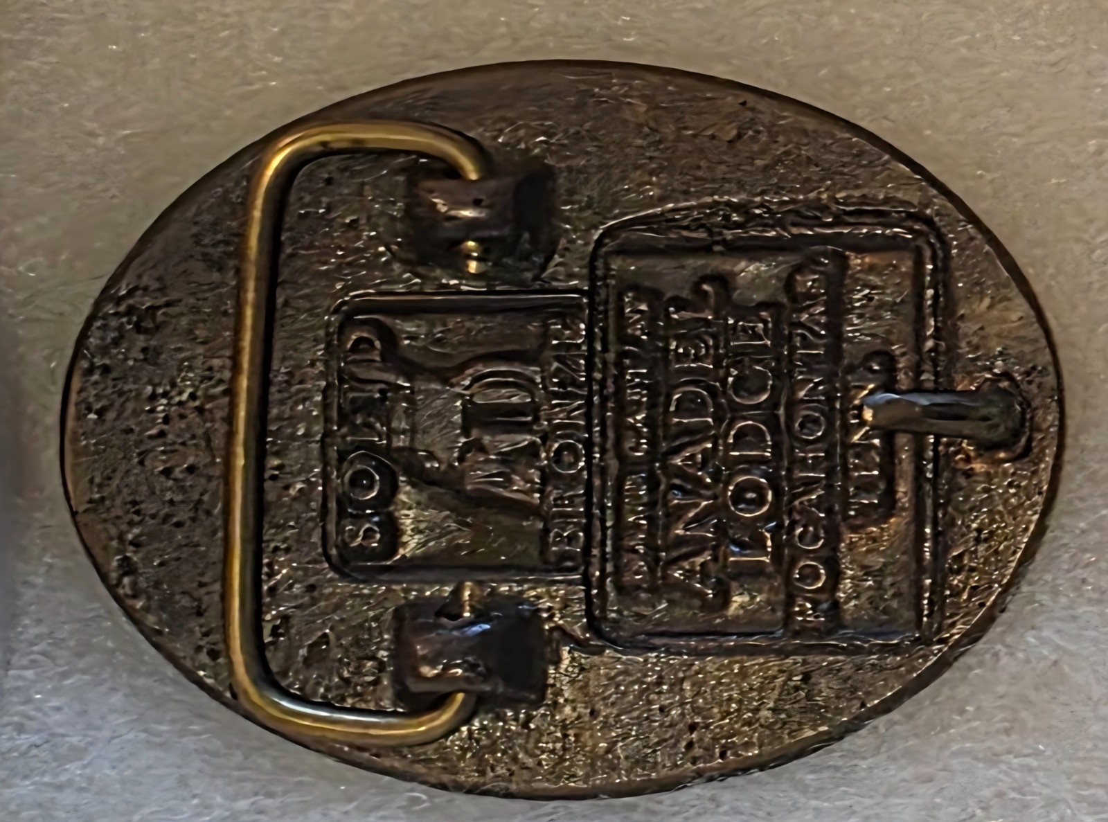 Vintage Metal Belt Buckle, Solid Bronze, Corvette Club of Illinois, Sports Car