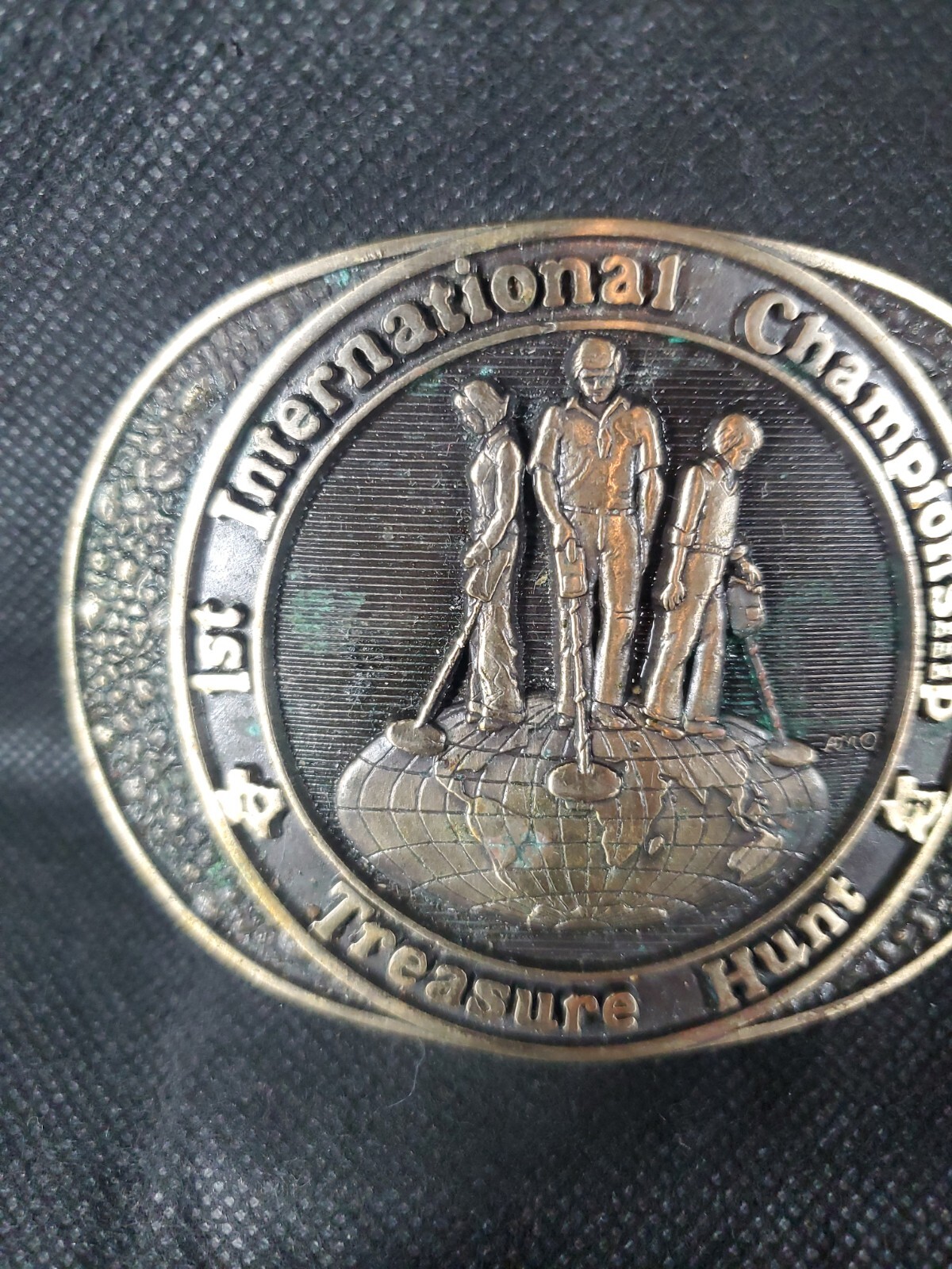 1979 3D 1ST INTERNATIONAL TREASURE HUNT Metal Detector BELT BUCKLE TEXAS ***