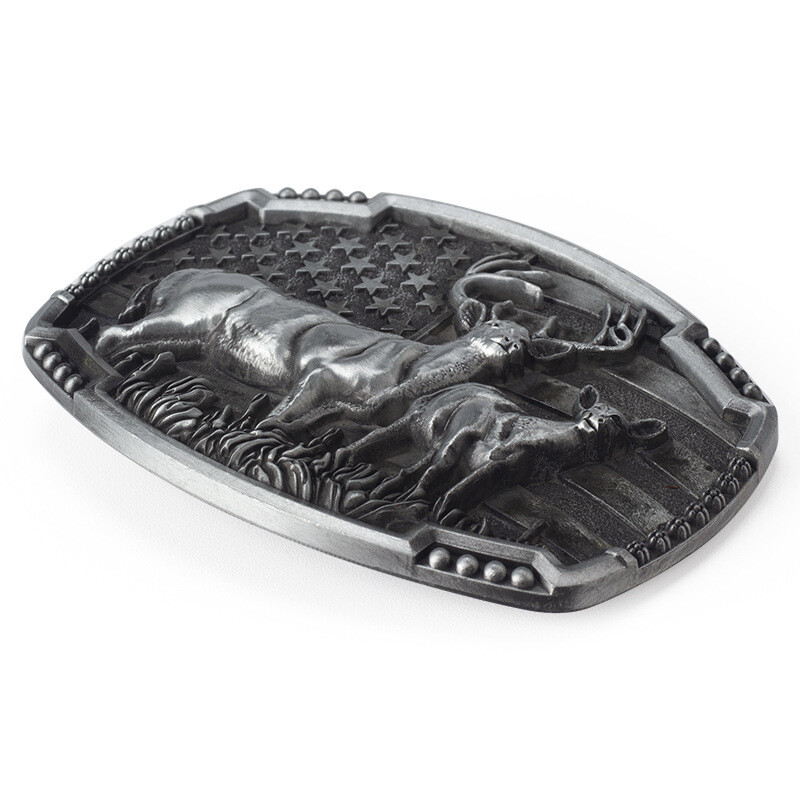 Deer leather buckle Western cowboy motorcycle riding belt buckle