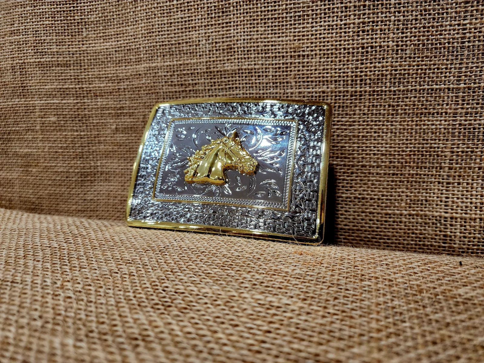 Silver Gold Plated Horse Head Caballo Western Rodeo Belt Buckle Hebilla Vaquera