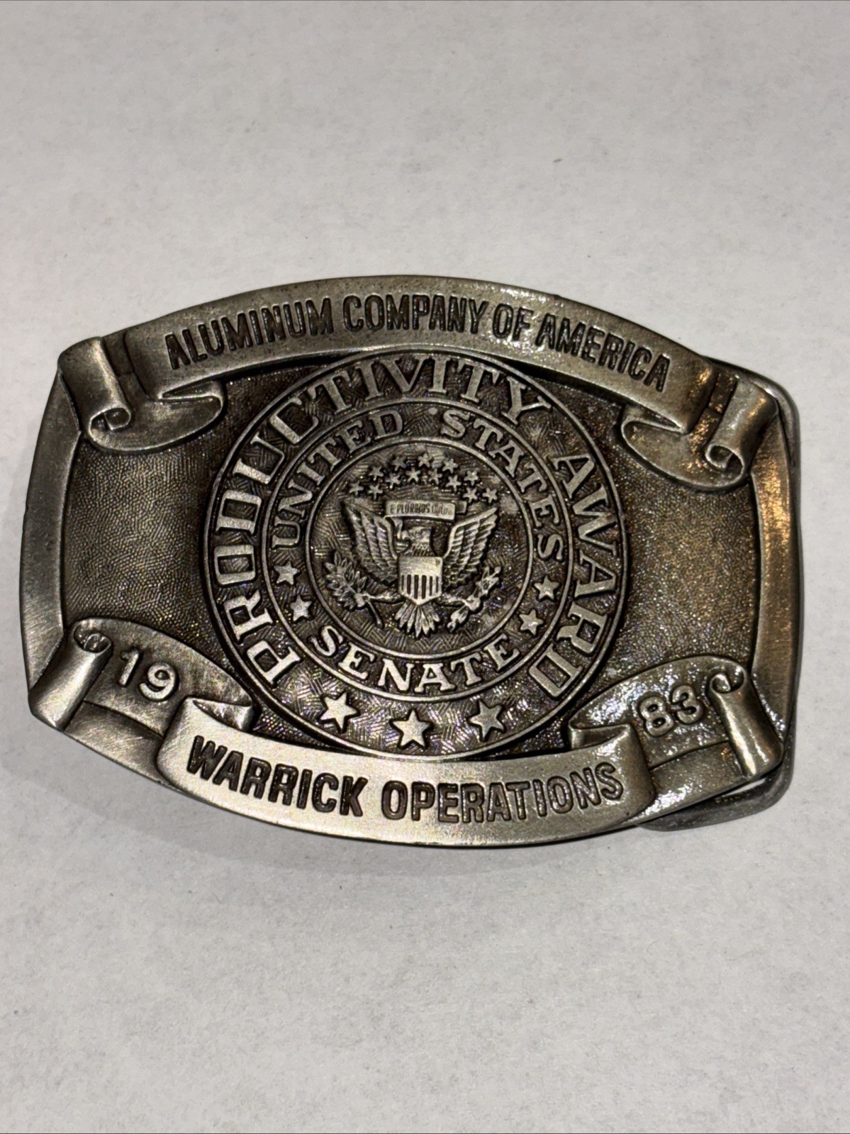 Belt Buckle – Aluminum Company of America, Warrick Operations, 1983, US Senate P