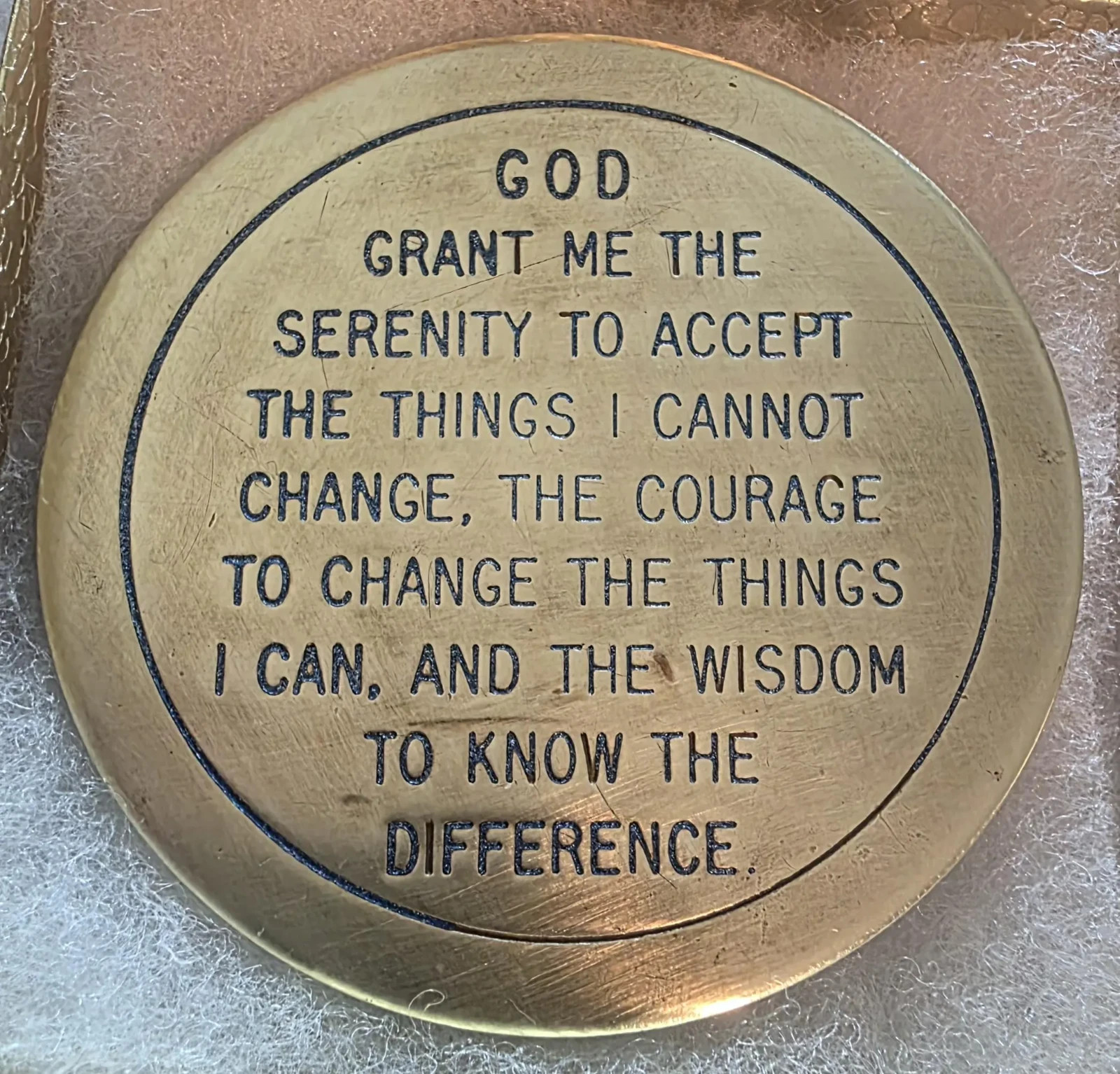 Vintage Metal Belt Buckle, Brass, Serenity Prayer, Church, Nice Western Design