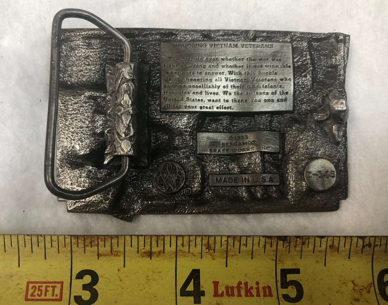 Vietnam Veteran Enameled Belt Buckle 1983 Bergamot Made In USA