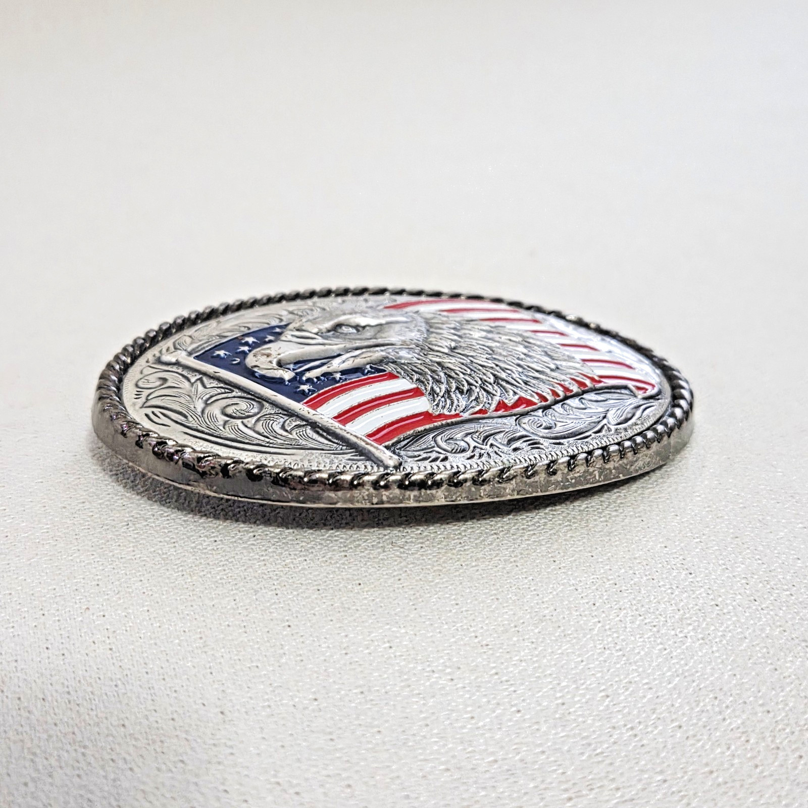 Ivan Belt Buckle – American Flag and Eagle (has wear) made in Taiwan