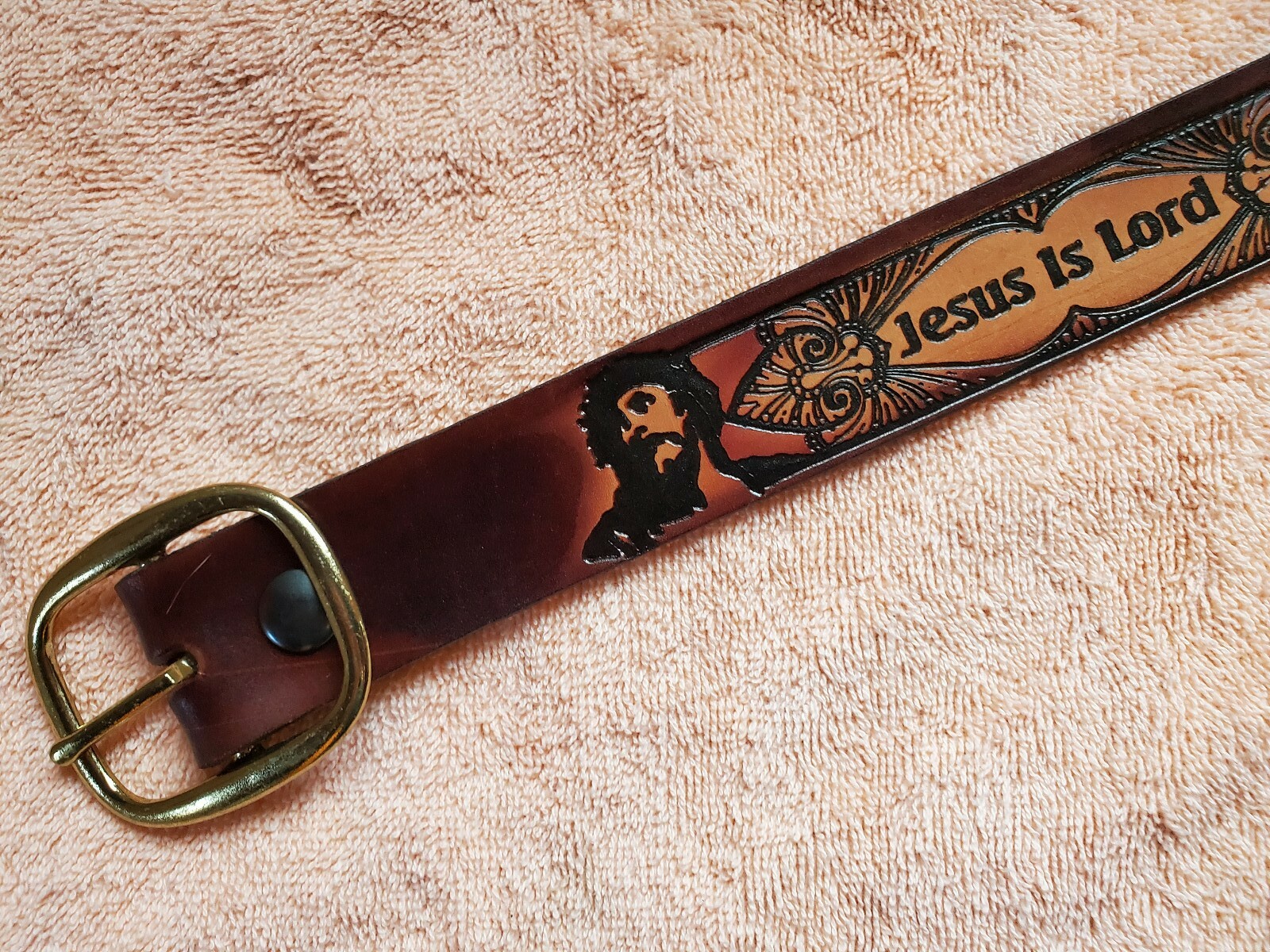 JESUS IS LORD genuine leather belt & buckle.