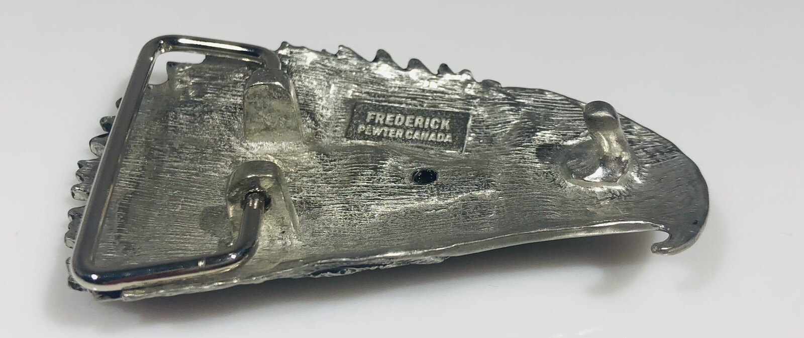 Vintage Frederick Pewter Bald Eagle Head Belt Buckle Genuine Solid Canada