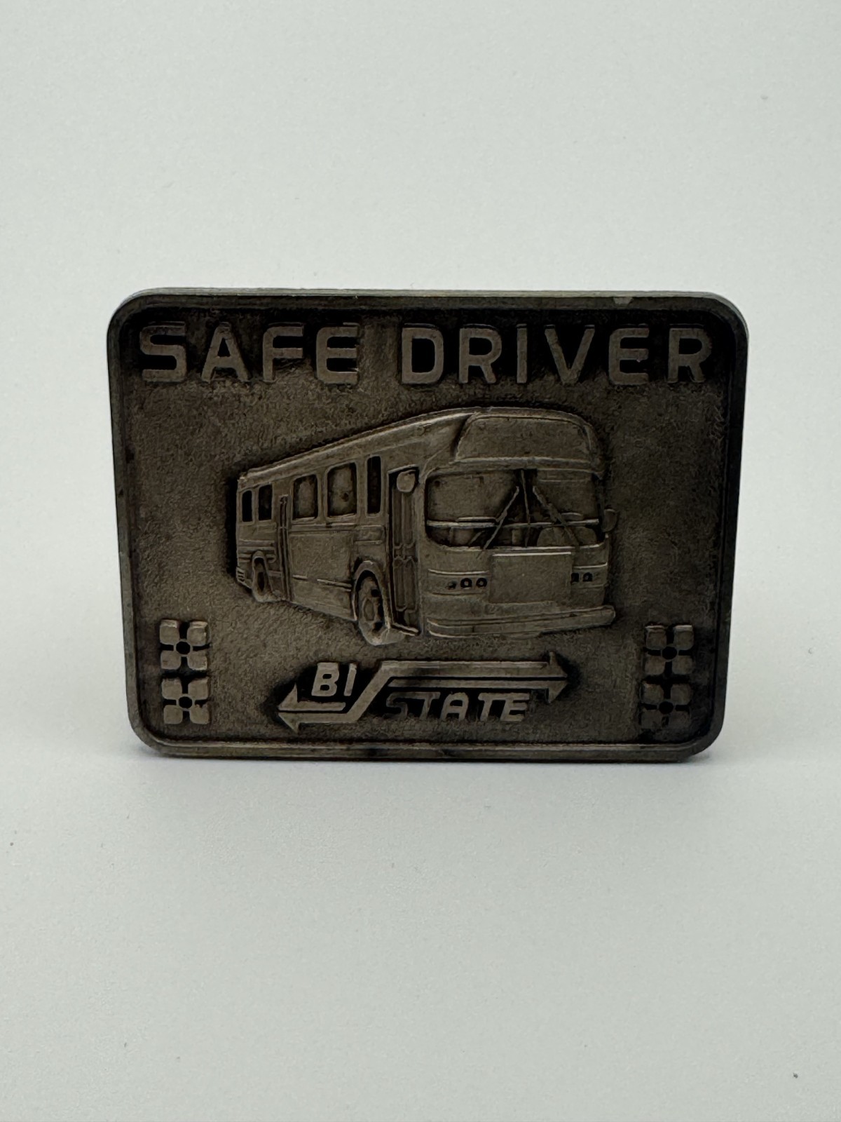 Vintage Safe Driver Bus Transportation Bi-State Metal Belt Buckle 2.5×2 inches