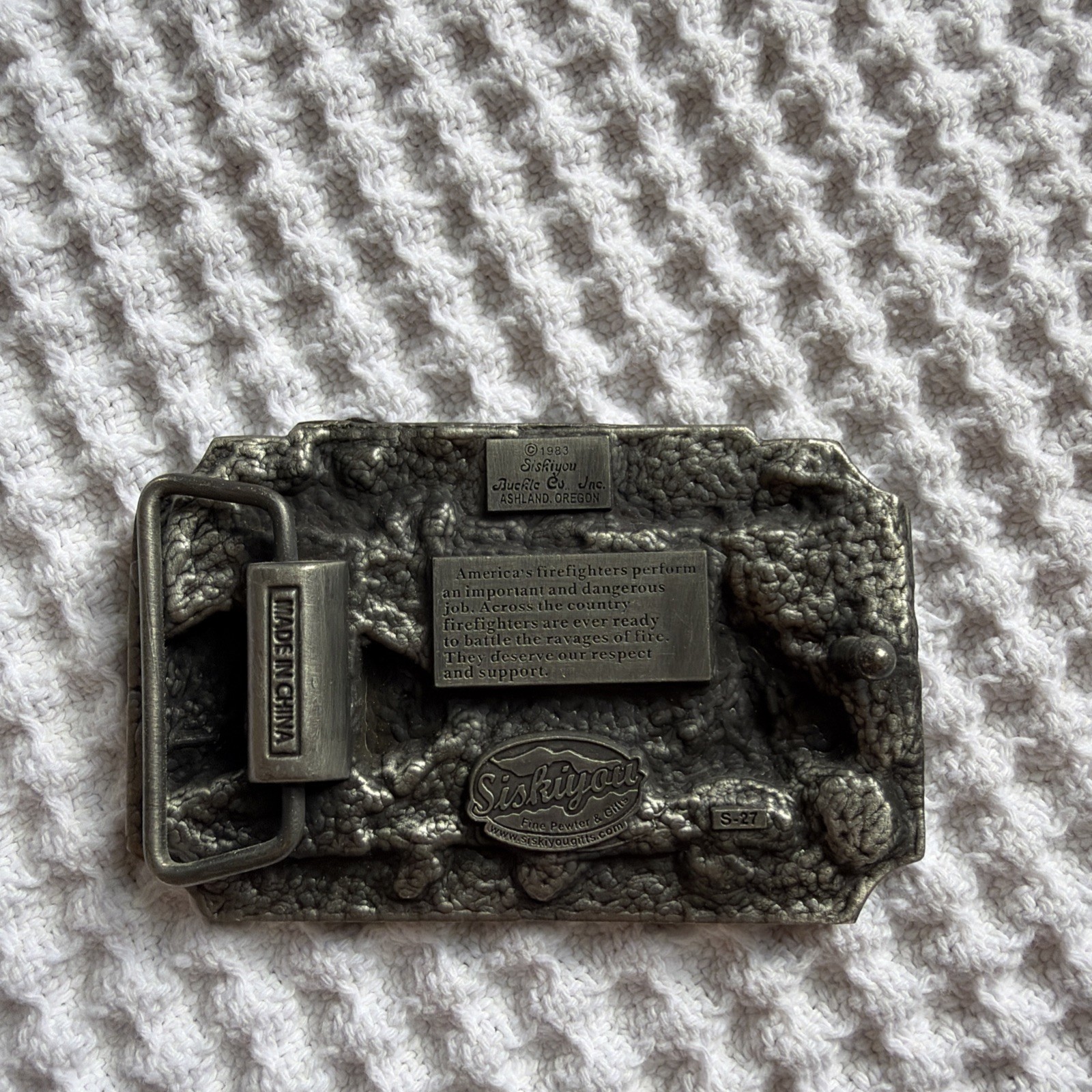 Siskiyou America&rsquo;s Firefighters Ever Ready & Willing Belt Buckle 1983
