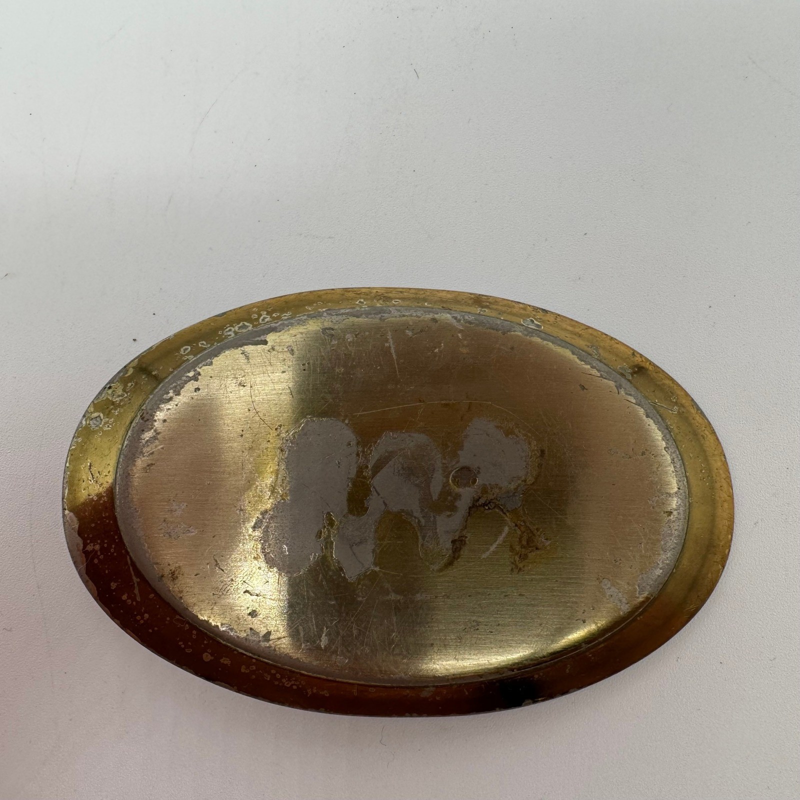 Vintage Brass Tone Oval Belt Buckle Western Cowboy Rodeo Belt Accessory