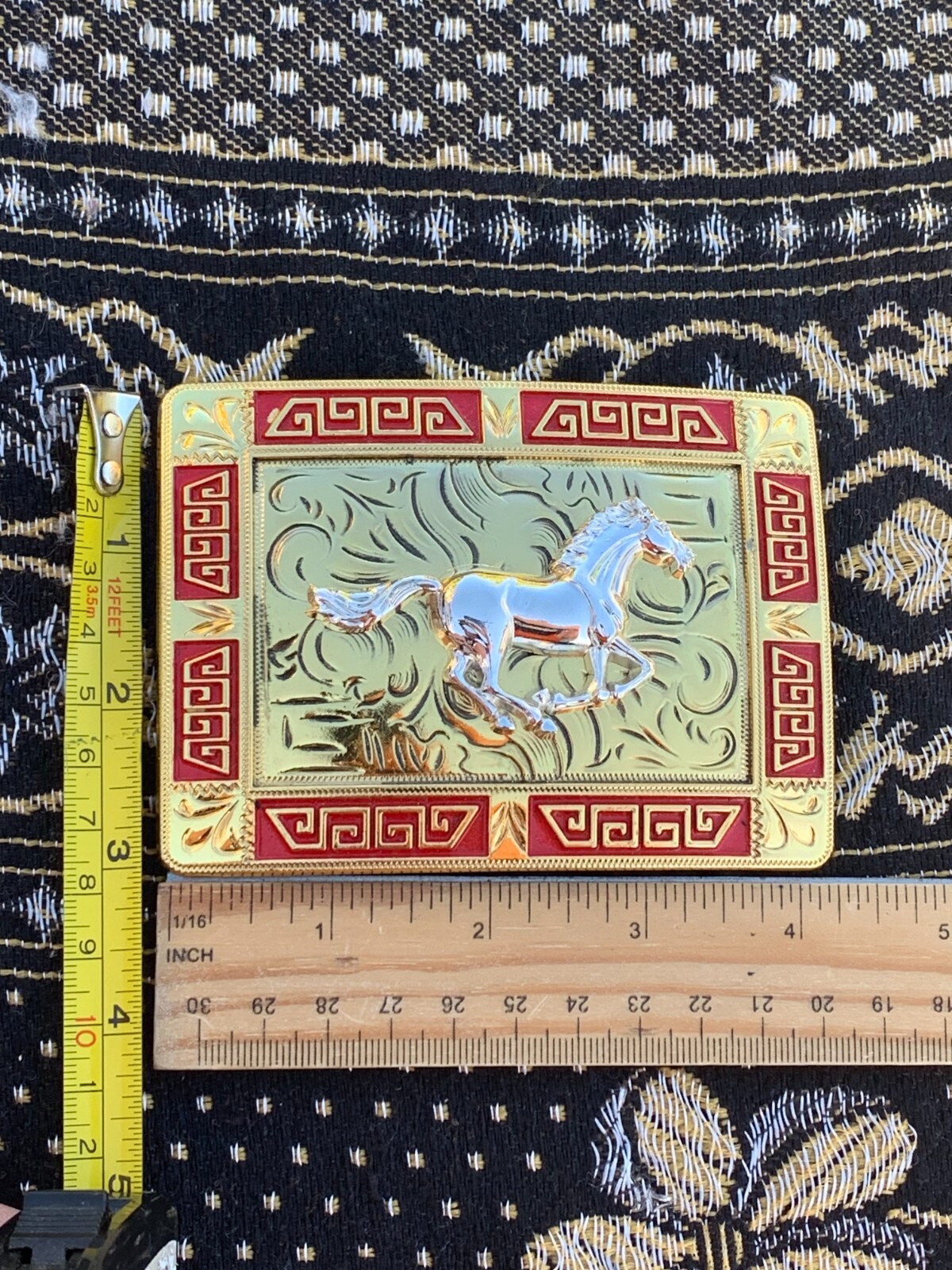 Western Buckle Gold Silver Red Black Horse Cowboy Buckle 2 » Hebillas Vaqueras