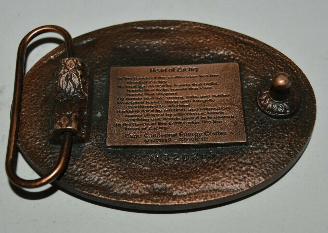 2012 Heart of Zachary Cape Canaveral Energy Center Award Brass Tone Belt Buckle