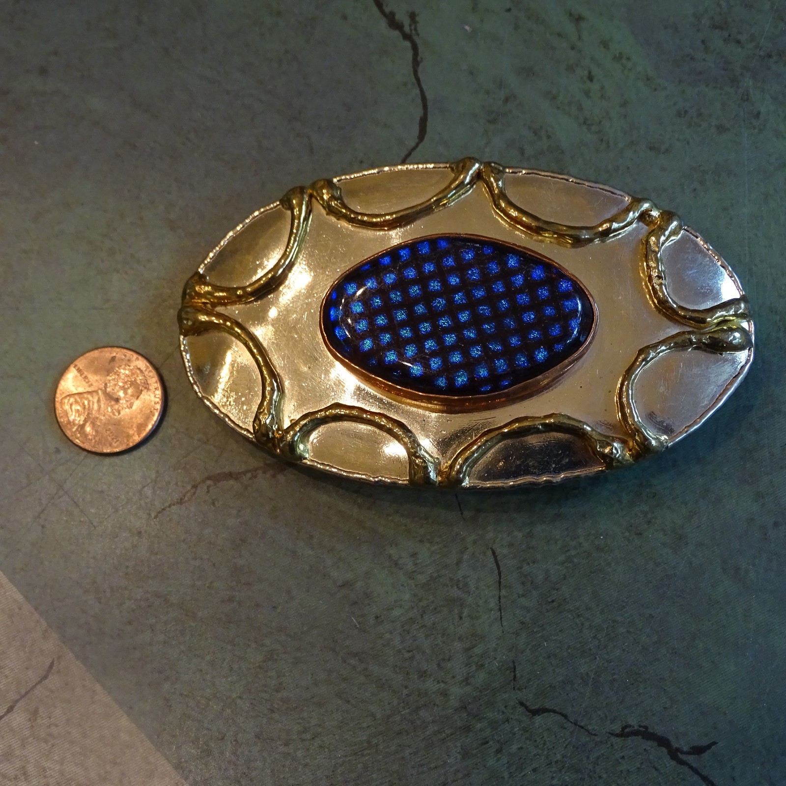 Art Glass and Mixed Metals Belt Buckles (2) Handmade