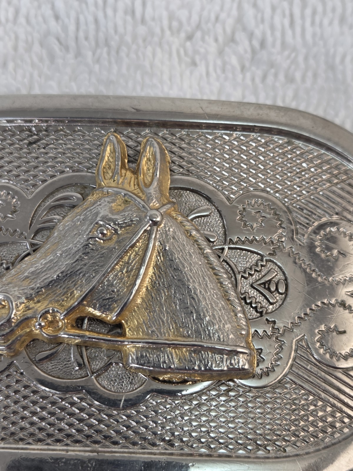 Silver & Bronze Color Belt Buckle 3D Horse Head Design Cowboy Western Rodeo