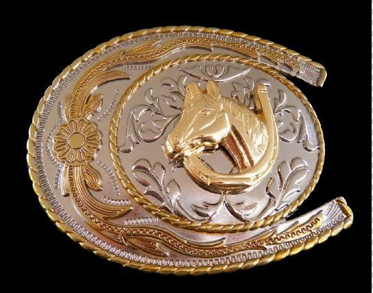 Horseshoe Horse Head Equestrian Western Belt Buckle Buckles