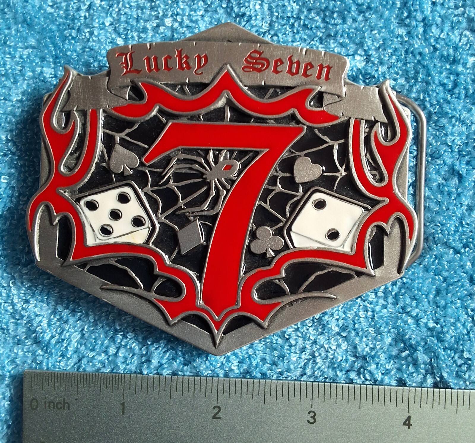 Lucky Seven 7 Pewter Belt Buckle – Great American Products USA (2004) #4688C