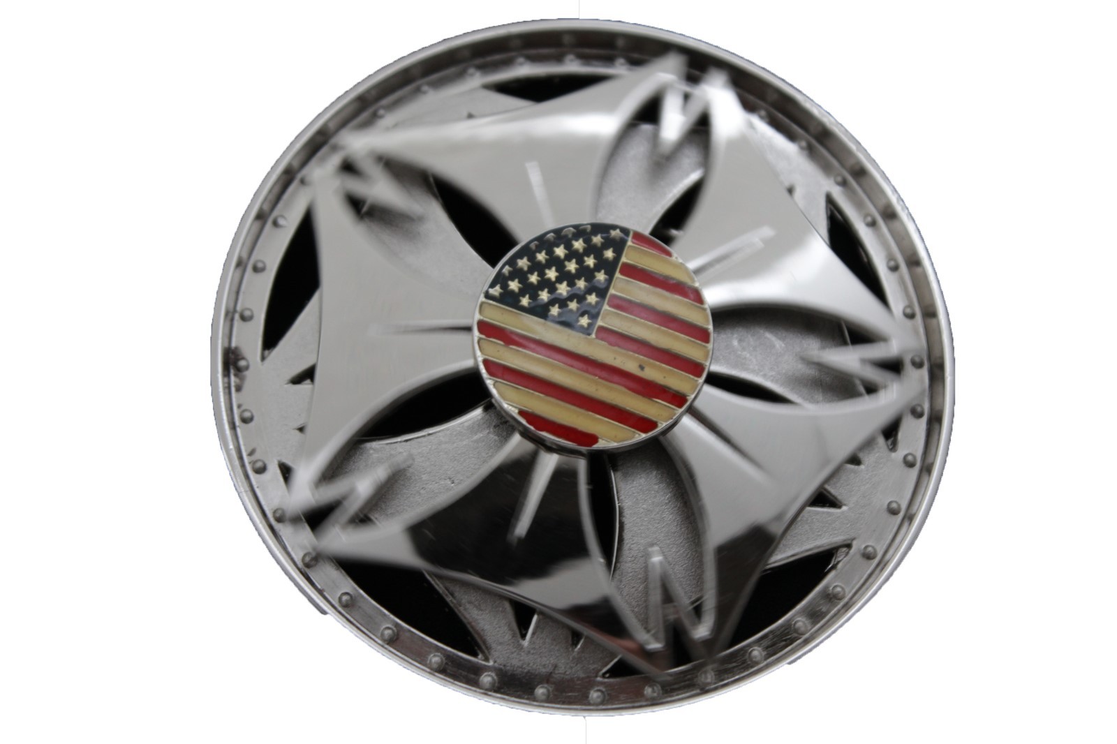 NEW Men Women Silver Metal Fashion Buckle USA Flag Spinning United State America