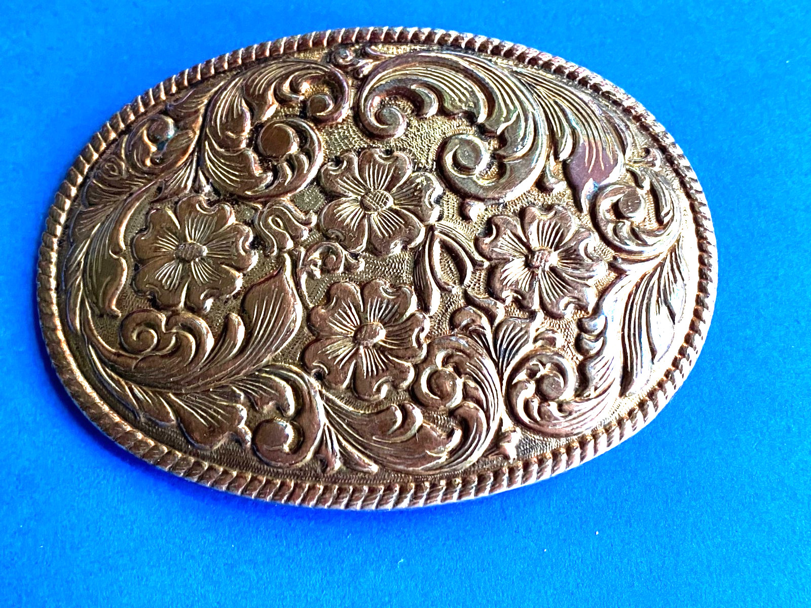 Vintage Chambers Phoenix Silverplated Floral Western Belt Buckle