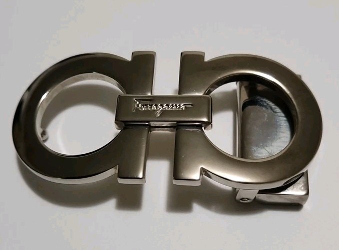 AUTH. SALVATORE FERRAGAMO SILVER GANCINI BELT BUCKLE FOR 1.3&Prime; WIDE BELT STRAP