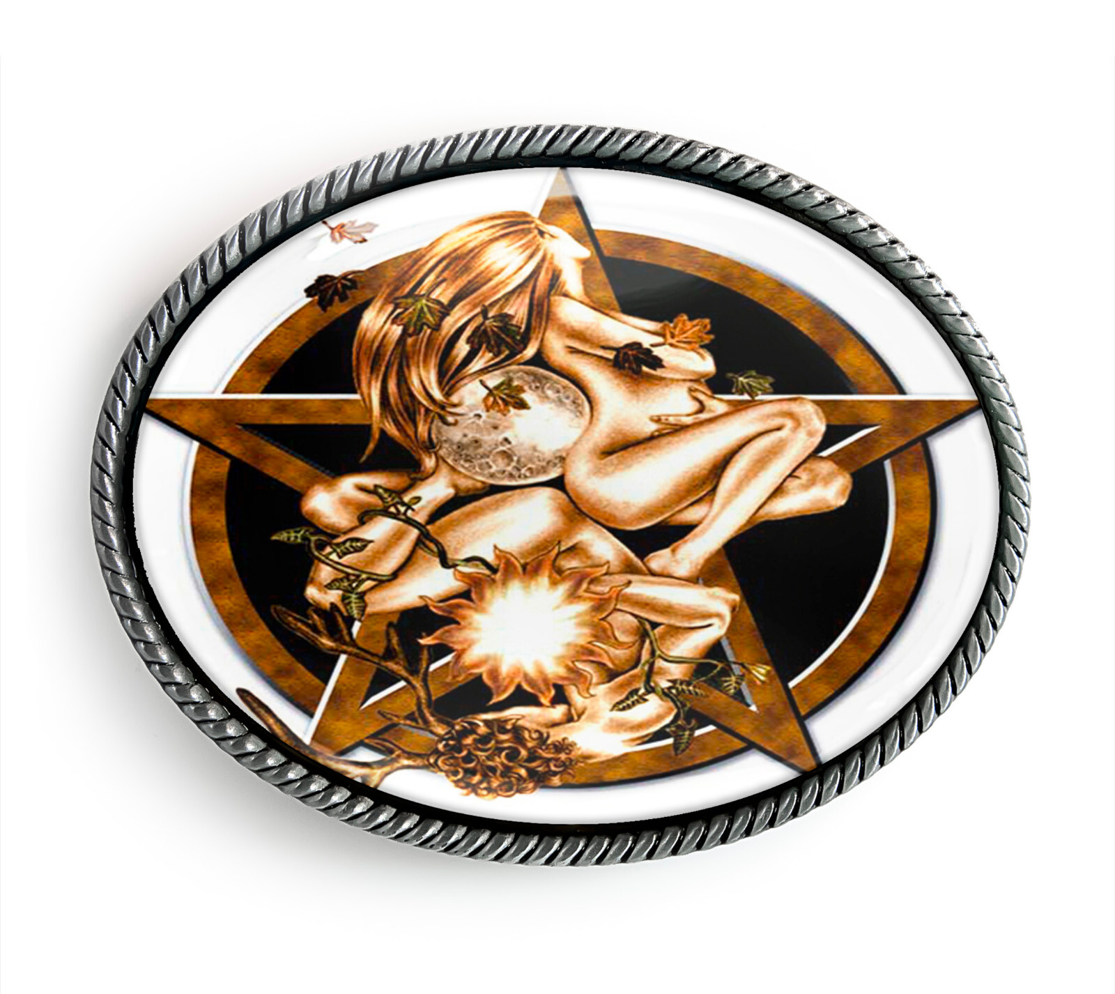 Wiccan Pentacle Belt Buckle – Magic Elements Pentagram Belt Buckle – 321
