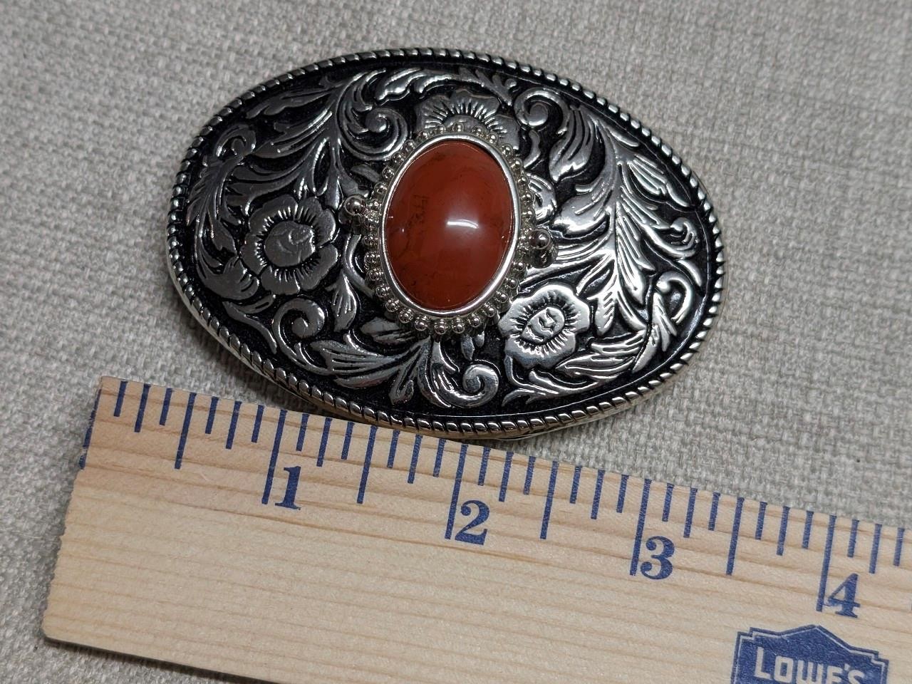 vintage RED JASPER belt buckle SOUTHWESTERN native american indian GEMSTONE