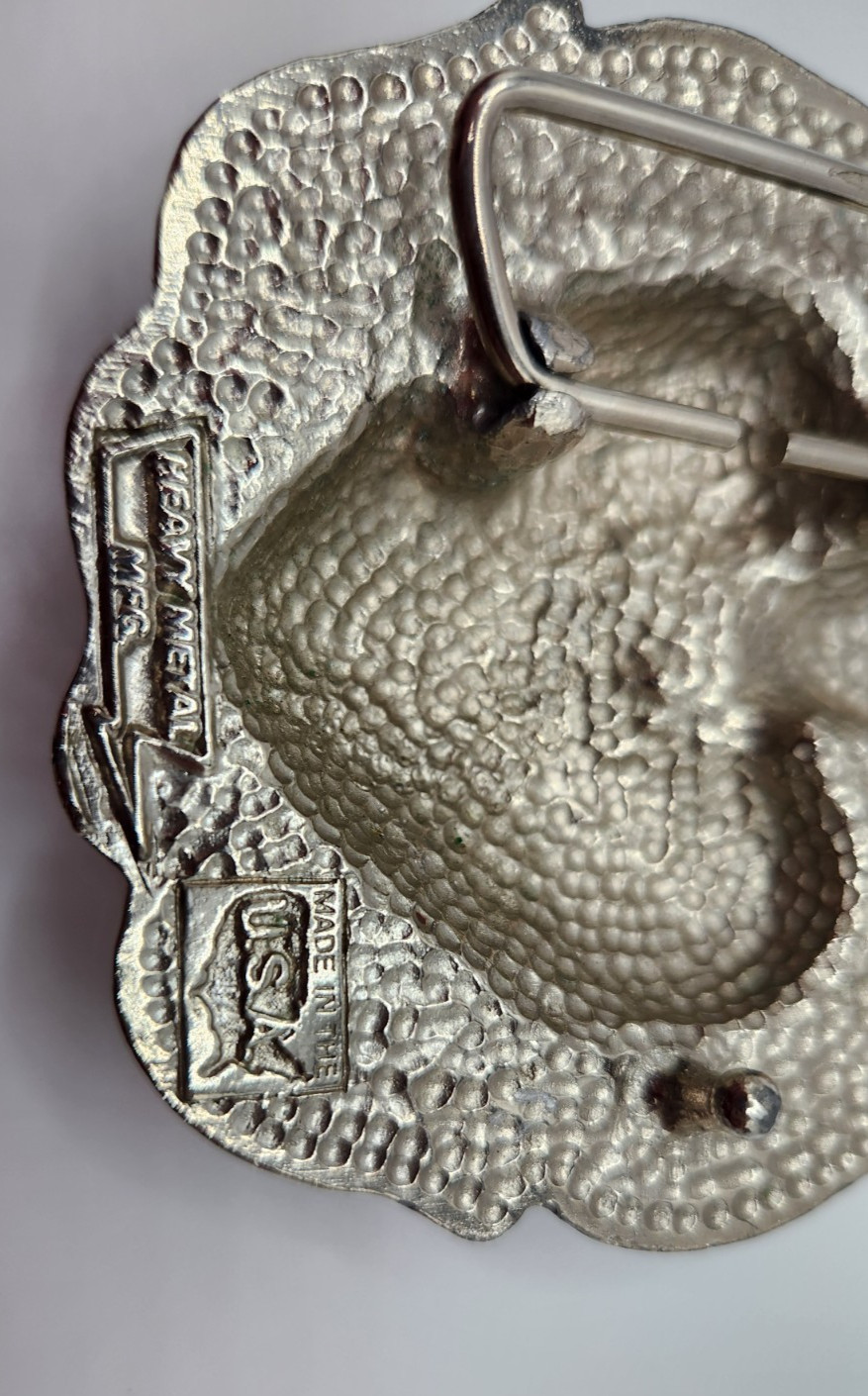 HEAVY METAL MFG Belt Buckle Flaming Heart Barb Wire Made in USA HOT MESS See Pic