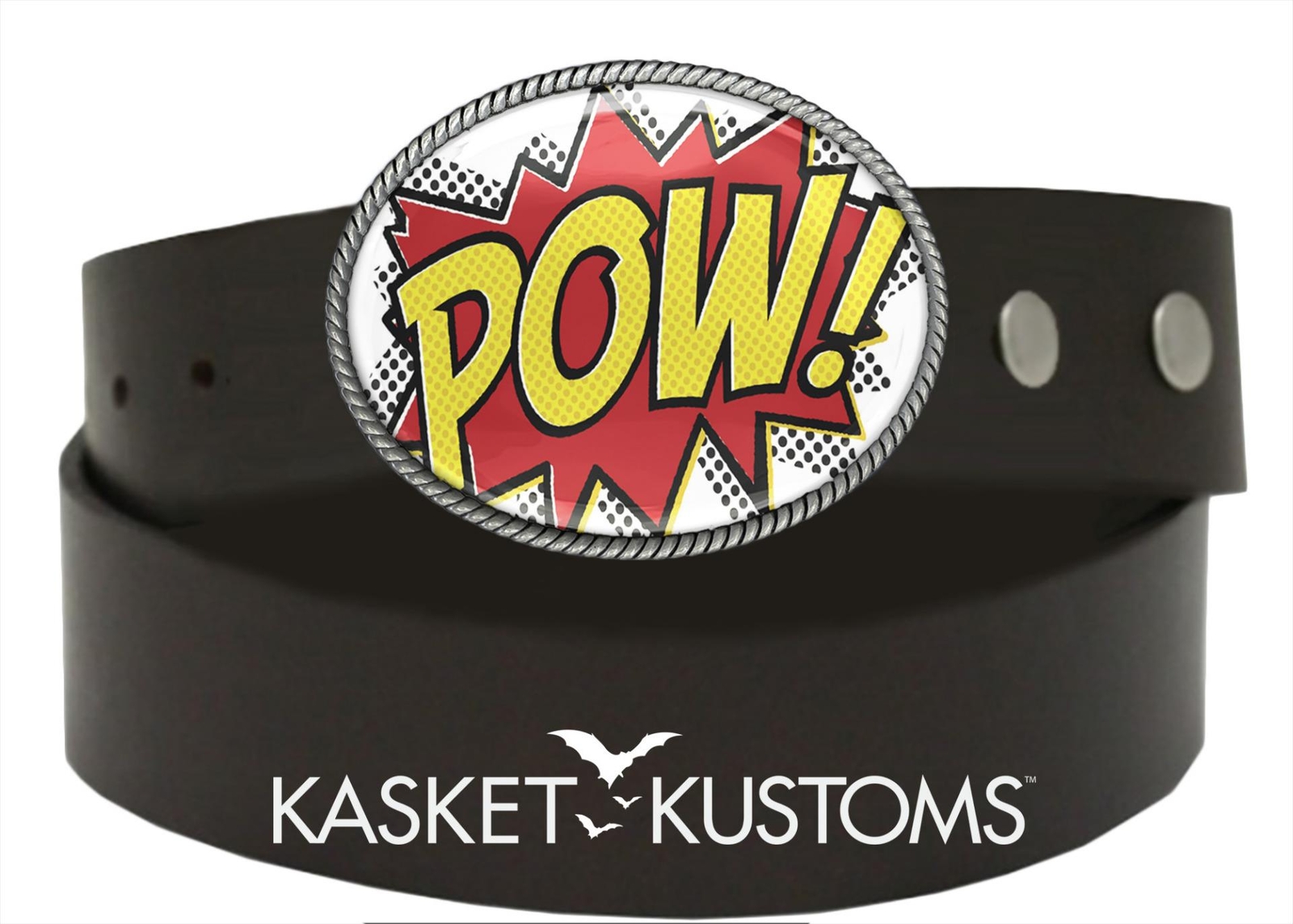POW Belt Buckle – Comic Book Sci-fi Fantasy Handmade Silver Oval Buckle – 292