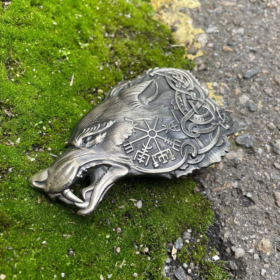 Mens Belt Buckle « FENRIR » Solid Handmade Brass Buckle Vintage Viking Brass Bucki