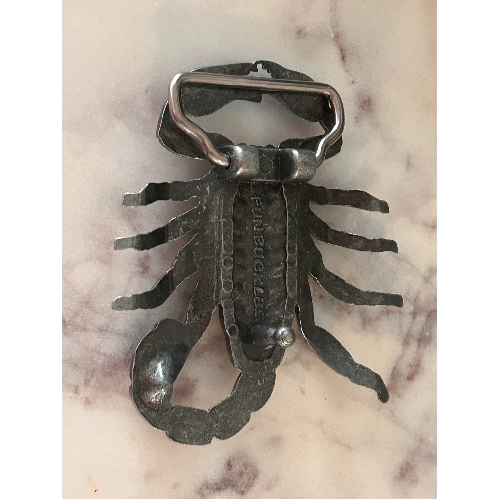 Fun Buckles Vintage Scorpion Belt Buckle Pewter Tone 3D Metal Biker Western 4in