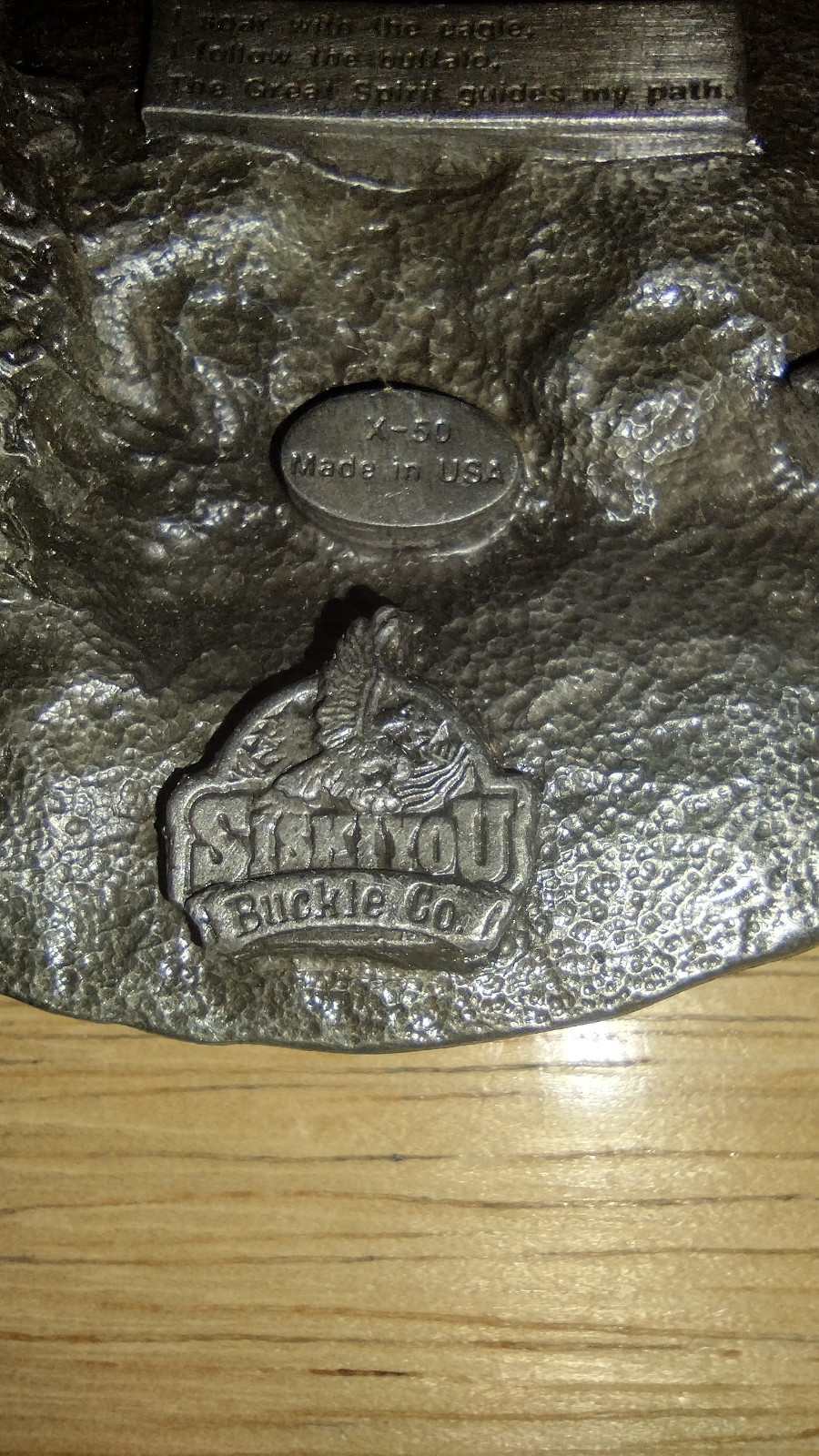 Belt buckle 3-D eagle Indian chief buffalo color 1988 by Siskiyou unused