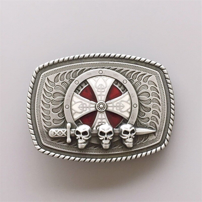 Vintage Enamel Celtic Shield Skull Sword Belt Buckle Gurtelschnalle