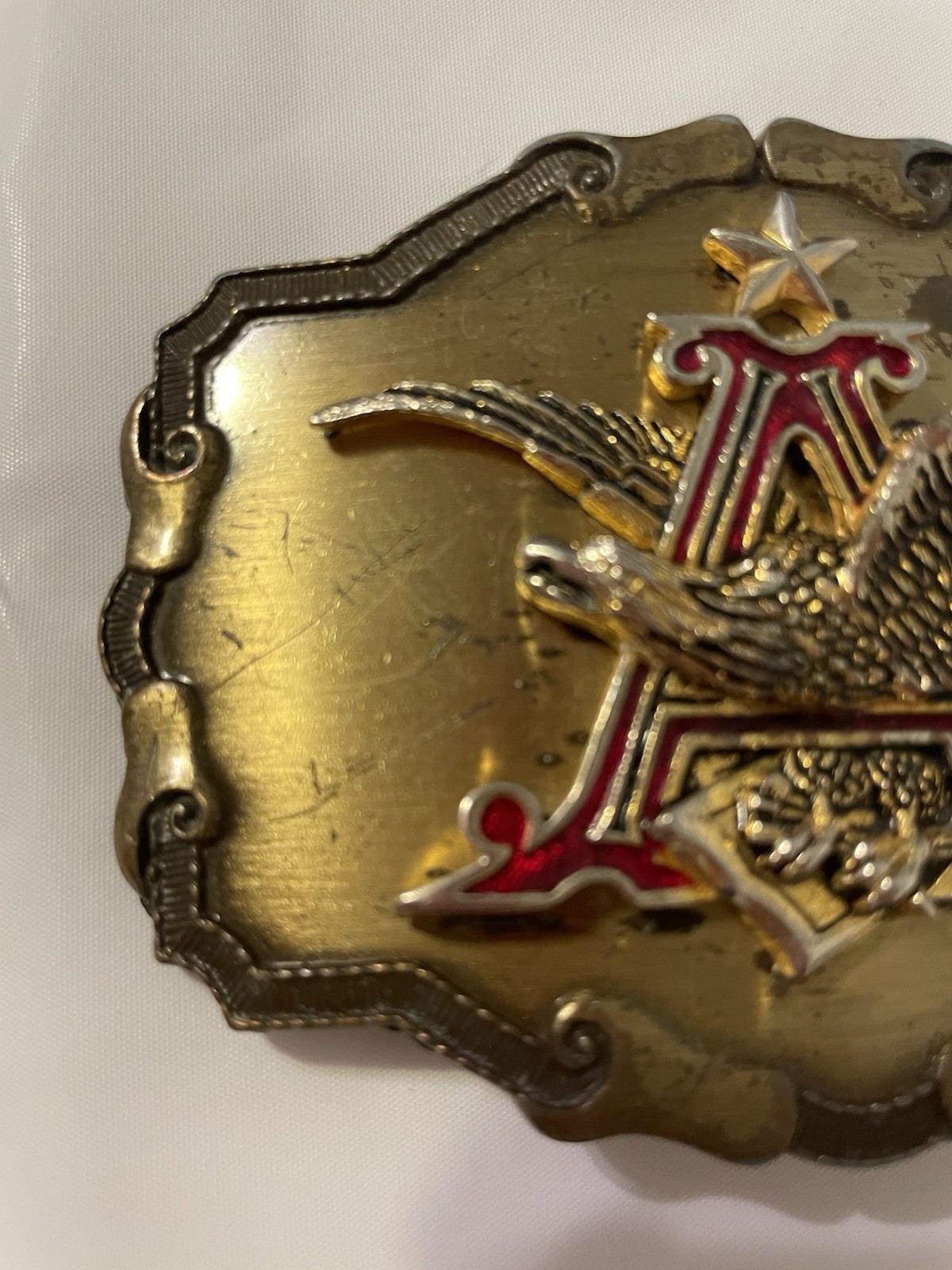 Vintage Anheuser Busch Flying Eagle Logo Belt Buckle Raintree Buckles 1977