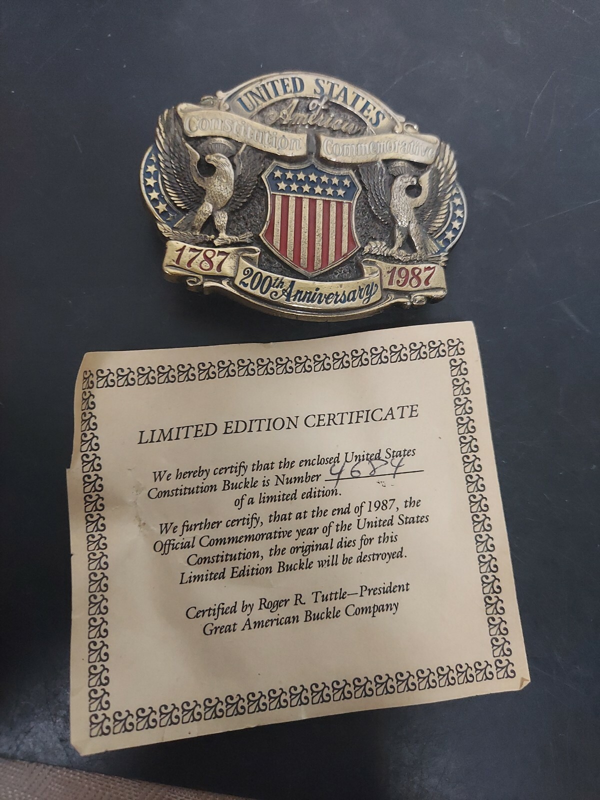 Vtg American Bicentennial Limited Edition Belt Buckle USA Patriotic Buckle Co