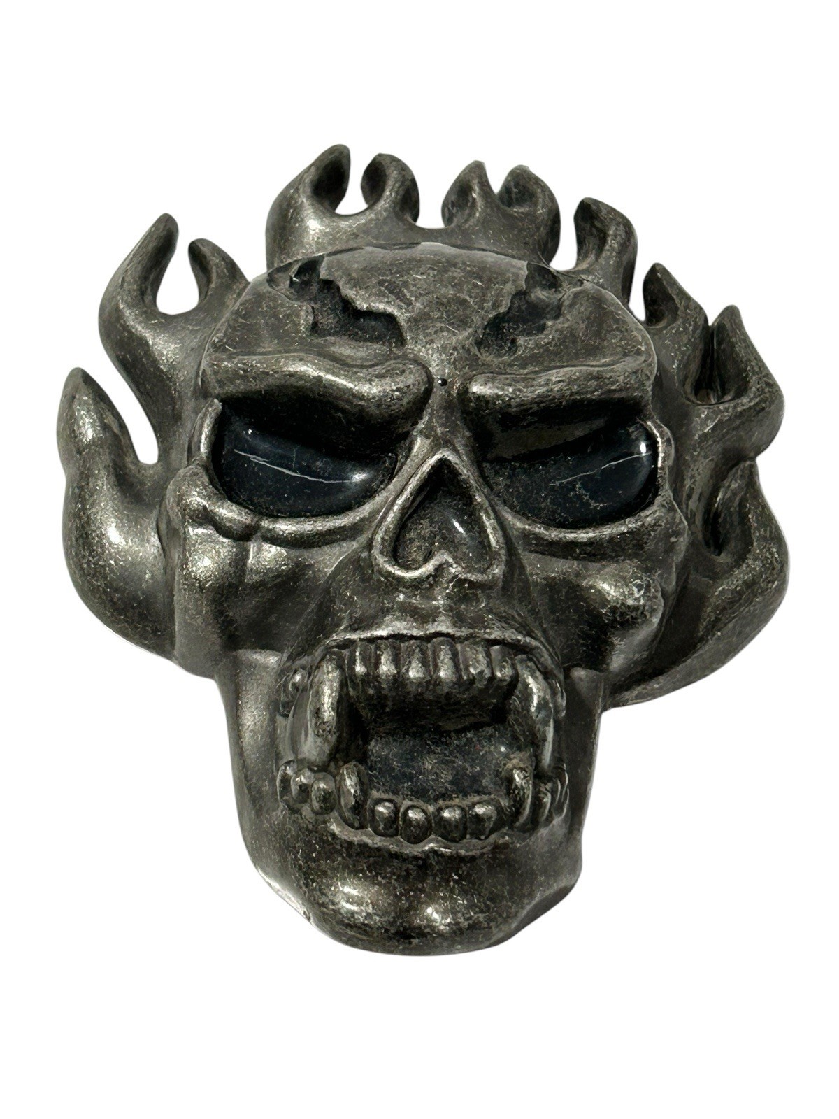Skull Flaming Belt Buckle Fire Tattoo Goth Tribal Large Skeleton Scary Novelty