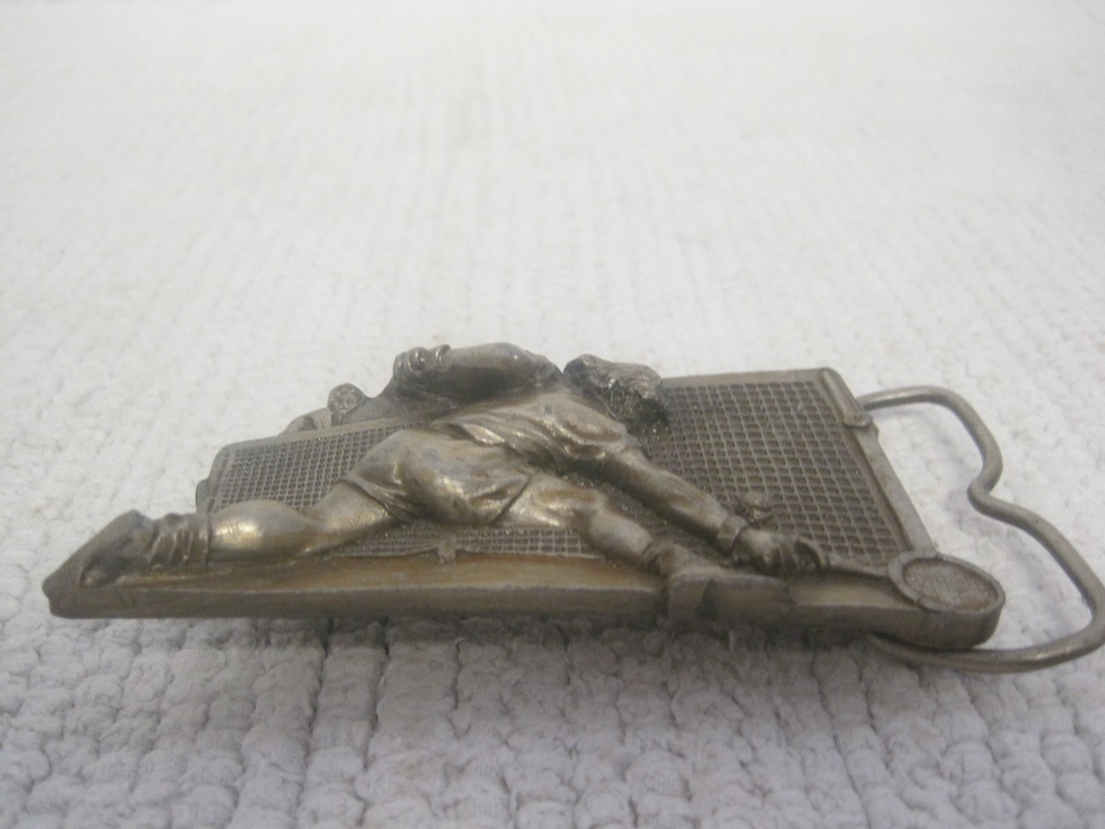 1980 Bergamot Brass Co #A-86 Tennis Belt Buckle 3 1/2&Prime; x 2&Prime;-Made in USA