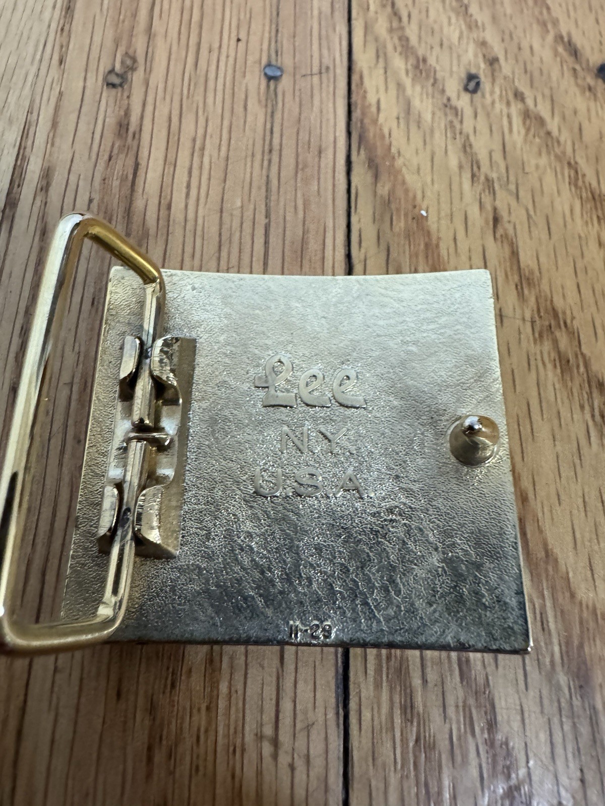 VTG 70s LEE Jeans Metal “M” Initial Belt Buckle Alphabet Letter Gold Tone Enamel