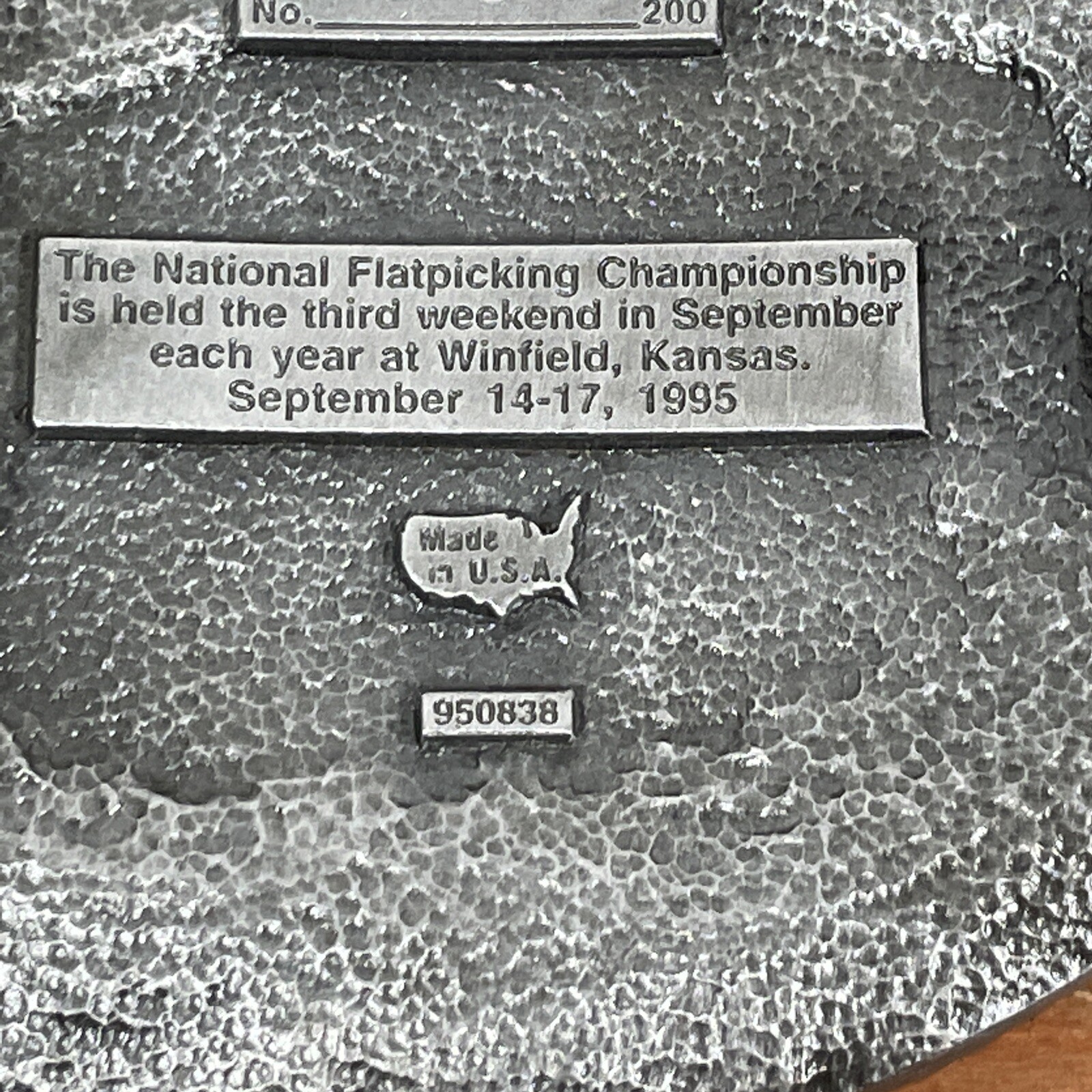 Walnut Valley Bluegrass Festival 1995 Belt Buckle RARE Winfield Kansas 89/200