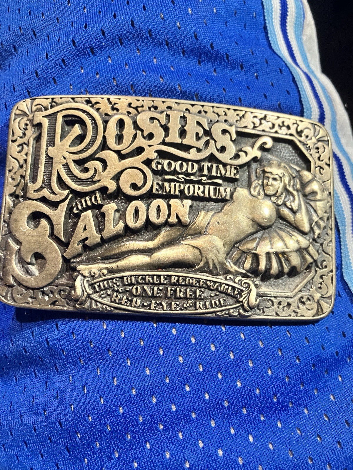 Award Design Medals Inc Brass Rosie’s Saloon Plate Buckle Engraved 1.5in